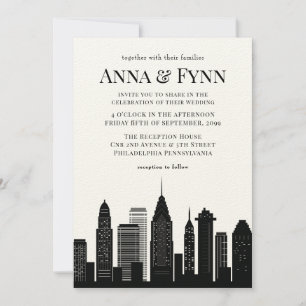 Invitation Philadelphia Pennsylvania City Skyline Mariage Inv