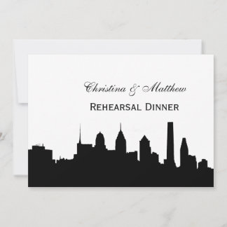 Invitation Philadelphie Blk Skyline Silhouette Répétition Dîn