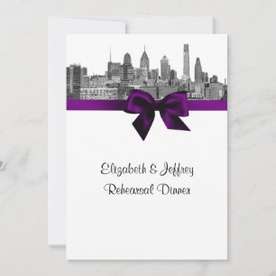 Invitation Philadelphie Skyline Etch BW Purp V Répétition