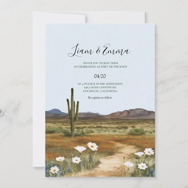 Invitation Phoenix Arizona Cactus Destination Wedding (Devant)