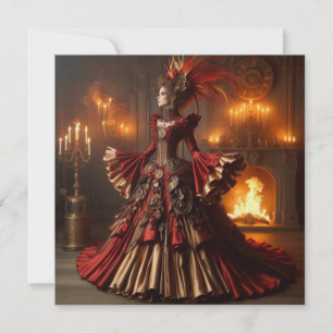 Invitation Phoenix Fire Queen Steampunk Victorian Industrial