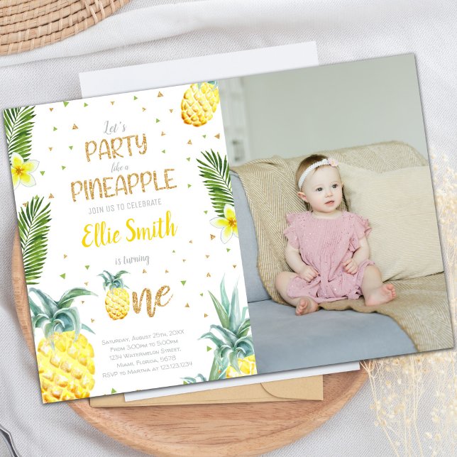 Invitation Photo 1er Anniversaire Anniversaire Anniversaire I (Photo 1st Birthday Pineapple Birthday Invitations)
