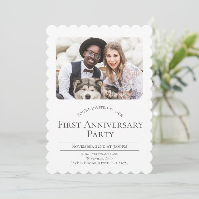 Invitation Photo 1er Anniversaire de Mariage (Debout devant)