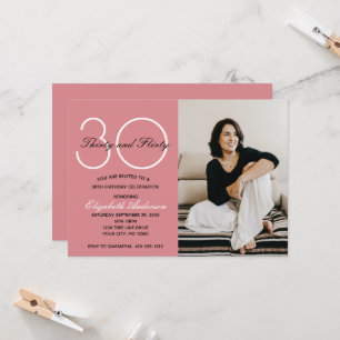 Invitation Photo 30 Trente et Flirty Rose Anniversaire 