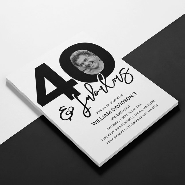 Invitation photo 40 ans 40 & Fabuleux (Créateur téléchargé)