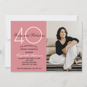 Invitation Photo 40 ans et Anniversaire Rose Fantastique