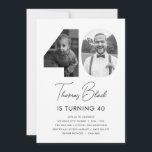 Invitation photo 40e anniversaire<br><div class="desc">Célébrez votre 40e anniversaire en style avec notre invitation personnalisée avec vos photos préférées du passé et du présent! Ce design minimaliste met en valeur vos souvenirs et ajoute une touche de glamour à votre occasion spéciale. Avec des textes personnalisables et des impressions haut de gamme, cette invitation vous impressionnera...</div>