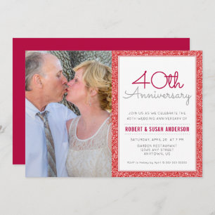 Invitation Photo 40e anniversaire du Mariage Parties scintill