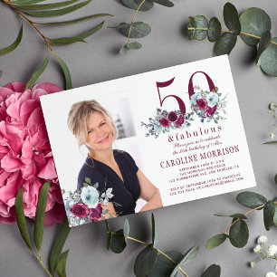 Invitation Photo 50 ans et fabuleux élégante fête d'anniversa