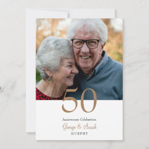 Invitation Photo 50th Anniversary Party Gold & White