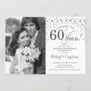 Invitation Photo 60e anniversaire du Mariage - Silver White