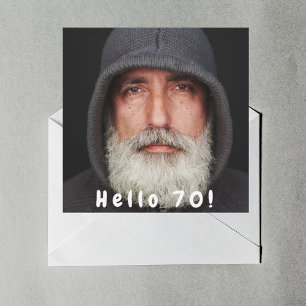 Invitation Photo 70e anniversaire fête bonjour 70 mec blanc