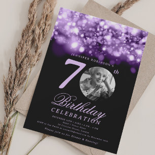 Invitation Photo 70e Anniversaire Glamour Minuit Violet 
