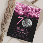 Invitation Photo 70th Birthday Hot Pink Midnight Glam<br><div class="desc">Un design élégant "70th Birthday" soirée invitation avec photo personnalisée,  typographie moderne et un arrière - plan à cordes.</div>