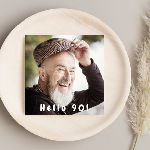 Invitation Photo 90e anniversaire fête bonjour 90 mec noir