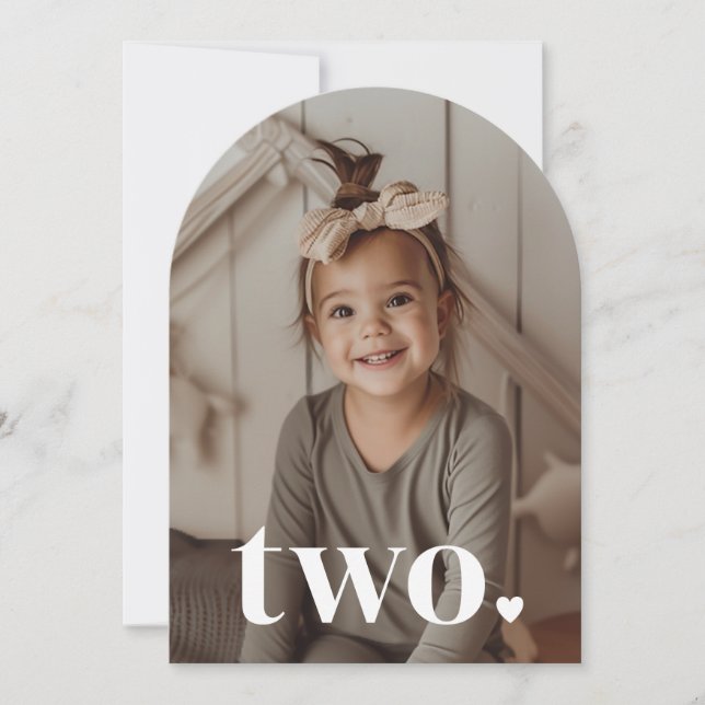 Invitation Photo à deux coeurs 2e anniversaire (Devant)