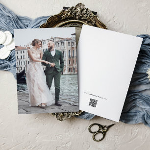 Invitation Photo à fond avec code QR sur le dos   Mariage