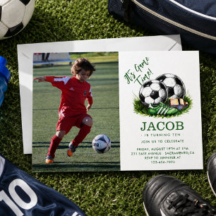Invitation Photo à l'aquarelle de enfants de football vert ma