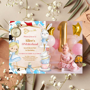 Invitation Photo Alice au pays des merveilles 1er anniversair