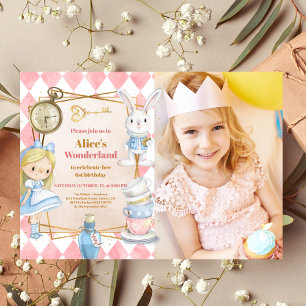 Invitation Photo Alice au pays des merveilles Anniversaire