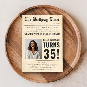 Invitation Photo amusante de journal vintage pour une fête d'