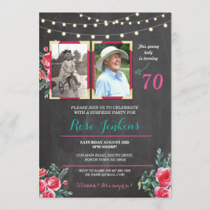 Invitation Photo Anniversaire 60e 70e Floral 2 Photos Invitat