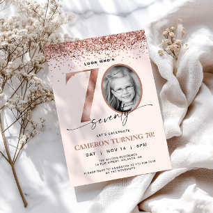 Invitation Photo Anniversaire 70 Ans Paillettes Or