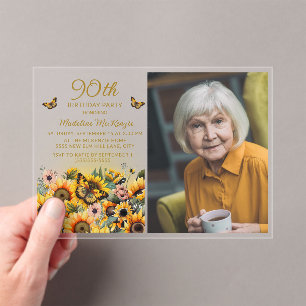 Invitation Photo Anniversaire 90 ans Tournesols Pa