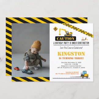 Invitation Photo Anniversaire Construction Enfants Arrêter La