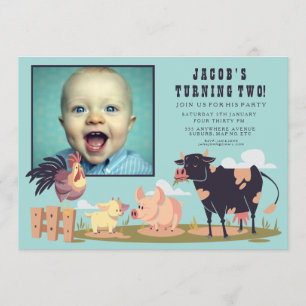 Invitation photo Anniversaire de enfant Barnyard d