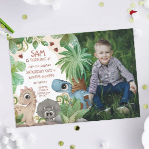 Invitation Photo Anniversaire de enfant Dinosaur