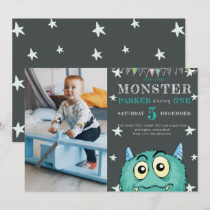 Invitation Photo Anniversaire de enfant du monstre de la fête