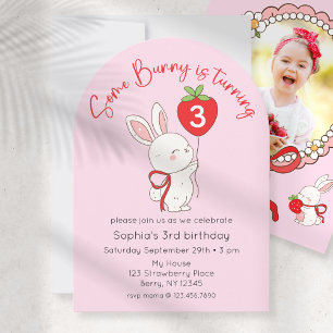 Invitation Photo Anniversaire de Framboise rose