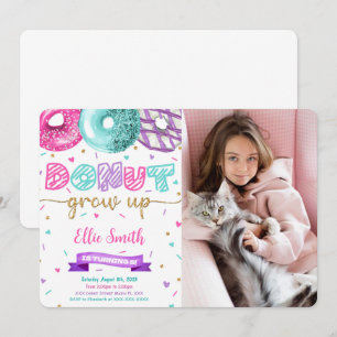 Invitation photo anniversaire gâteau Editable