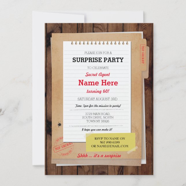 Invitation Photo Anniversaire Inspecteur Top Secret N'importe (Devant)