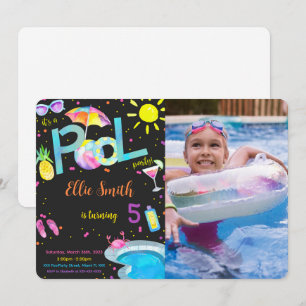 Invitation photo anniversaire piscine modifiable