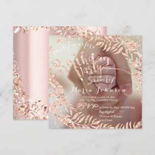 Invitation Photo Anniversaire Rose encadré Pink Gold Royal
