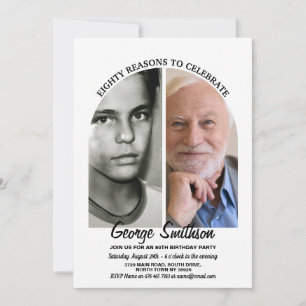 Invitation Photo Anniversaire Style Vintage Chalk 2 images Ho