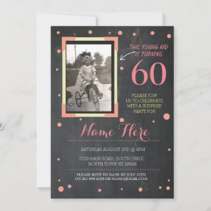 Invitation Photo Anniversaire Style Vintage Chalk Pink Invita