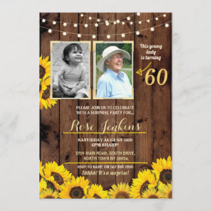 Invitation Photo Anniversaire Tournesol Bois 2 Photos