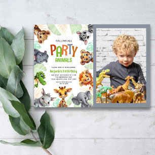 Invitation Photo Appel à tous les fêtards de la jungle mignon