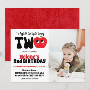 Invitation Photo Apple Of Our Eye Girl 2nd Birthday Party