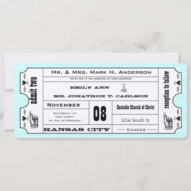 Invitation Photo Aqua Modern Typography Mariage de billet (Devant)