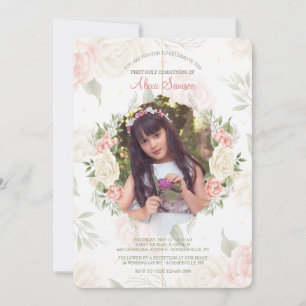 Invitation photo aquarelle cadre floral