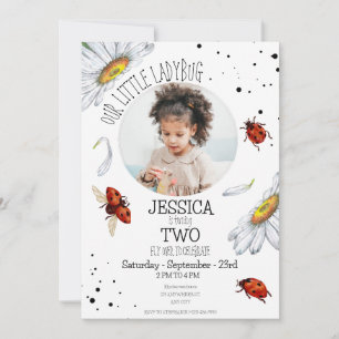 Invitation Photo Aquarelle mignonne Anniversaire fille Ladybu