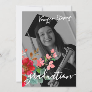 Invitation Photo aquarelle personnalisée de la fête de gradua