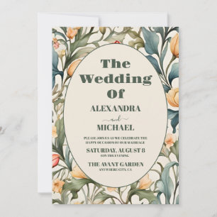 Invitation Photo aquarelle tulipes mariage William Morris