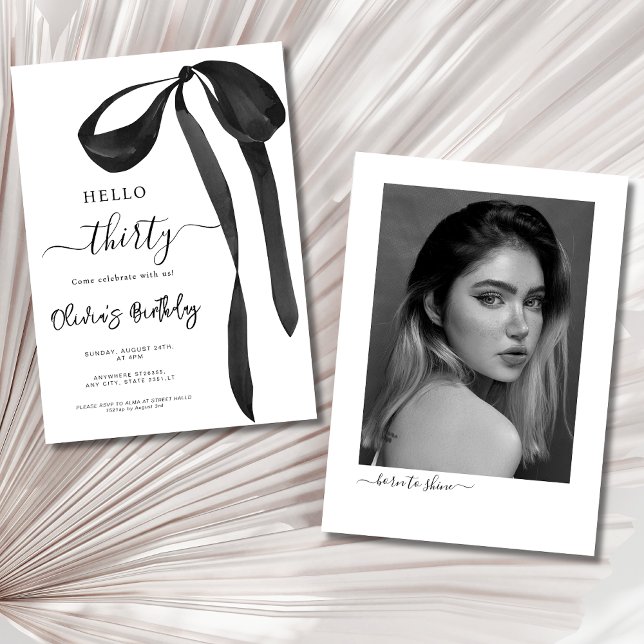 Invitation photo arc noir anniversaire 30e fête d'anniversair (Créateur téléchargé)