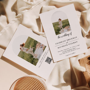 Invitation Photo Arch simple moderne Mariage de code QR