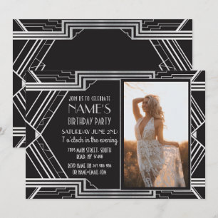 Invitation photo Art déco de la fête d'anniversair